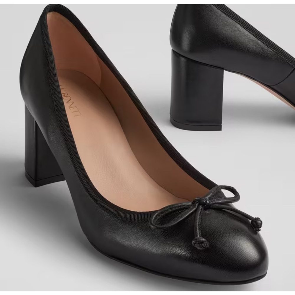 Women's LK Bennett Black Leather Ballerina Court Shoes/Heels Size 10